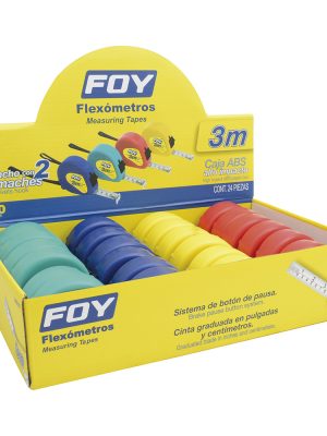 142131 - Flexómetros con carcasa de plástico colores en display 3 m x 1/2" Foy