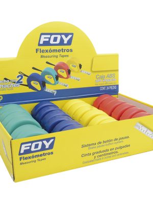 142132 - Flexómetros con carcasa de plástico colores en display 5 m x 3/4" Foy