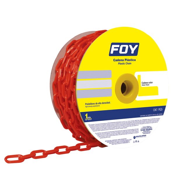 143419 - Cadena plástica calibre 6 mm de 25 m, color rojo Foy