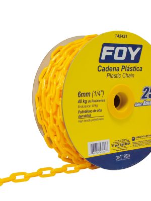 143421.jpg 143421 - Cadena plástica calibre 6 mm de 25 m, color amarillo Foy