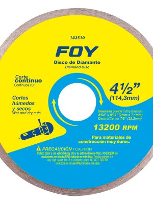 143510 - Disco de diamante continuo, 4-1/2" Foy