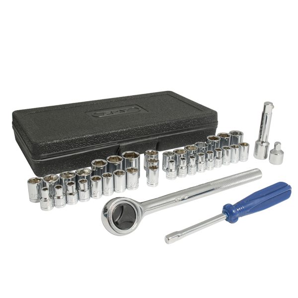 144006 - Juego combinado de herramienta 38 piezas, con estuche plástico Foy