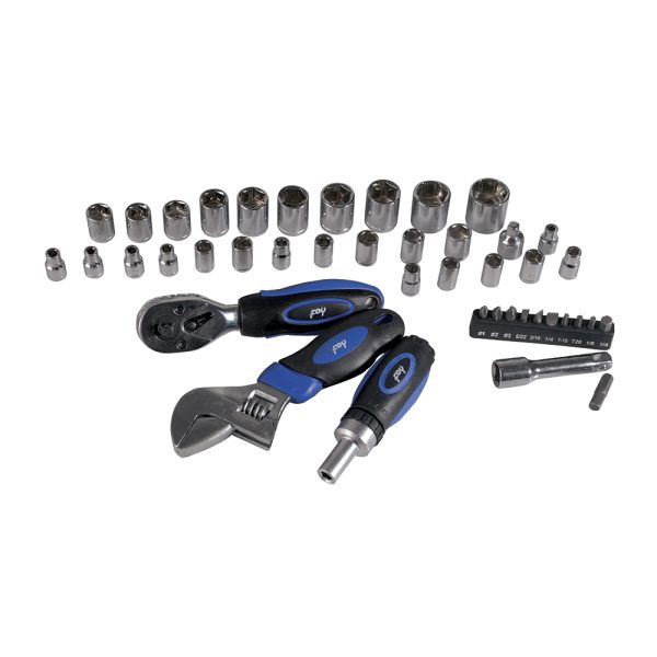 144035 - Juego combinado de herramienta 45 piezas, con estuche plástico Foy