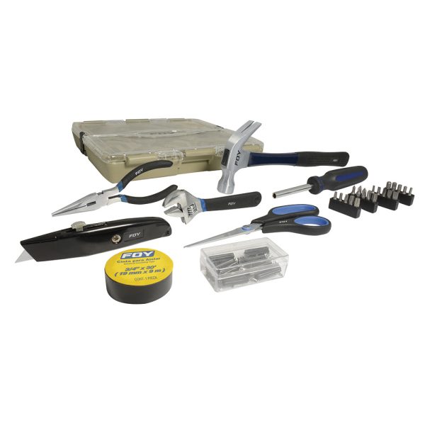 144037 - Juego combinado de herramienta 28 piezas, con caja dispensadora Foy