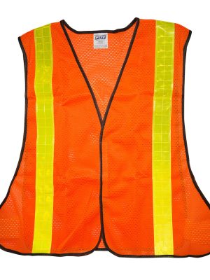 144170.jpg 144170 - Chaleco de seguridad de malla de poliéster con cintas reflejantes prismáticas naranja unit Foy