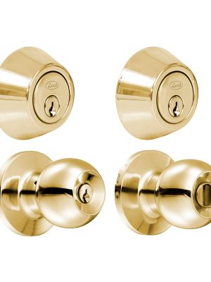 14CB.jpg 14CB - Combo de pomo tubulares de bola función doble, latón brillante, llave estándar, blíster Lock