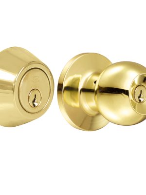 15CB.jpg 15CB - Combo de pomo tubulares de bola función sencilla, latón brillante, llave estándar, blíster Lock