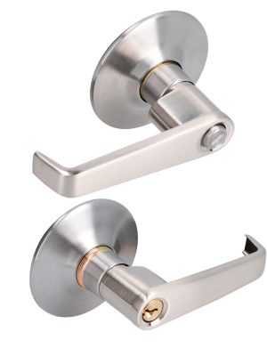 15MAP - Manija cilíndrica plana función baño, níquel satinado, llave estándar, blíster Prolok