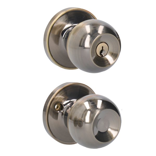 15PO.jpg 15PO - Pomo tubular bola función entrada, latón antiguo, llave estándar, blíster Lock