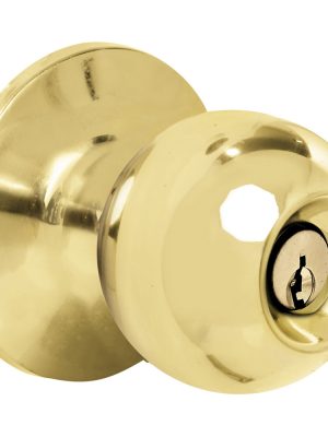 15POP - Pomo cilíndrico bola función baño, latón brillante, llave estándar, blíster Prolok