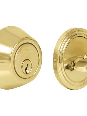 17CE - Cerrojo residencial función sencilla, latón brillante, llave estándar, blíster Lock