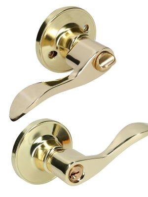 18MA.jpg 18MA - Manija tubular curva función entrada y recámara, latón brillante, llave estándar, blíster Lock