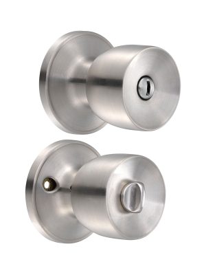 20PO - Pomo tubular copa recta función baño, latón antiguo, llave estándar, blíster Lock