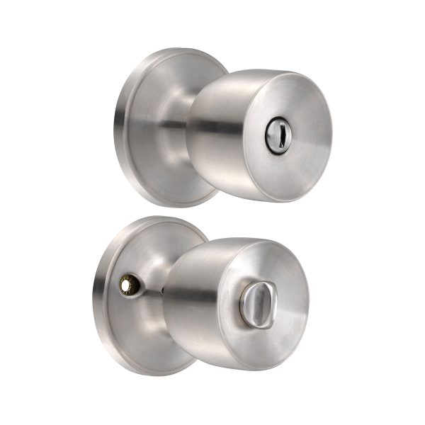 20PO - Pomo tubular copa recta función baño, latón antiguo, llave estándar, blíster Lock