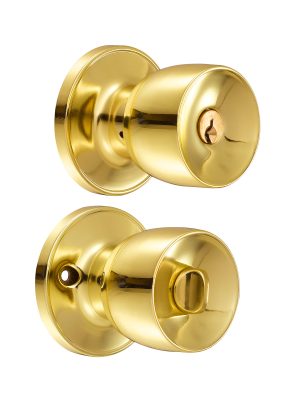 23PO - Pomo tubular copa recta función recámara, latón brillante, llave estándar, blíster Lock