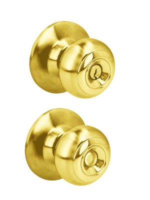 25POP - Pomo cilíndrico ovalado función entrada, latón brillante, llave estándar, blíster Prolok