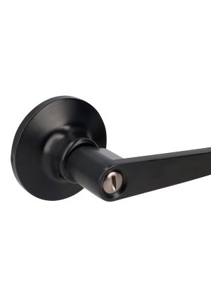 26MA - Manija tubular recta función baño, negra, llave estándar, blíster Lock
