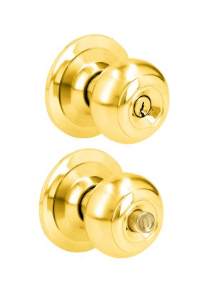 26POP - Pomo cilíndrico ovalado función recámara, latón brillante, llave estándar, blíster Prolok