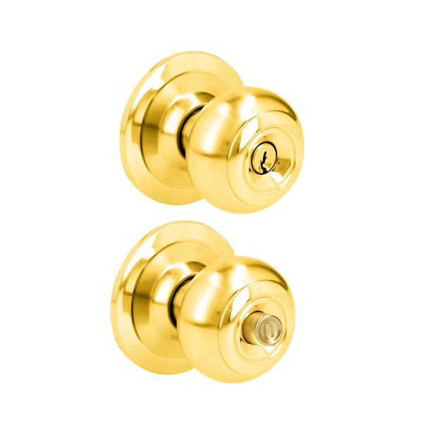 26POP - Pomo cilíndrico ovalado función recámara, latón brillante, llave estándar, blíster Prolok