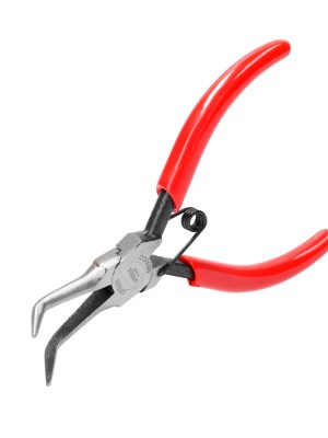 28520.jpg 28520 - Pinza para electrónica con mango rubber grip de 5-11/32" punta aguja doblada 45° Urrea