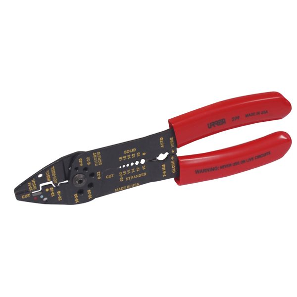 299.jpg 299 - Pinza pelacable con mango air cushion 10-22 AWG de 8-3/4" poncha terminales Urrea