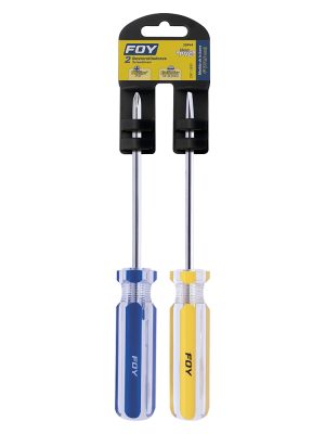 2DP44 - Juego de destornilladores con mango de PVC combinados, 2 piezas en blíster Foy