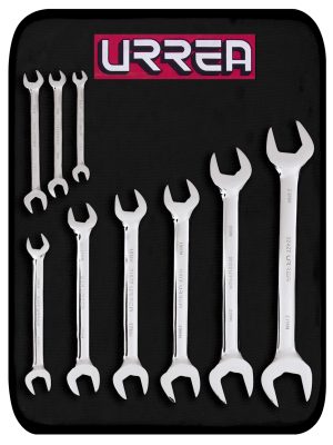 30000RM - Juego de llaves españolas pulido espejo métricas, 9 piezas en estuche Urrea