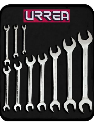 3000H - Juego de llaves españolas pulido espejo en pulgadas, 10 piezas, en estuche Urrea