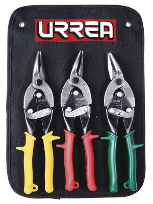 30301 - Juego para hojalatero de tijeras tipo aviación con mango rubber grip, 3 piezas Urrea