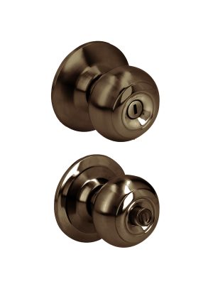 30POP - Pomo cilíndrico ovalado función baño, latón antiguo, llave estándar, blíster Prolok