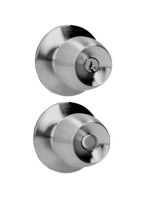 34POP - Pomo cilíndrico media copa función entrada, acero inoxidable, llave estándar, blíster Prolok