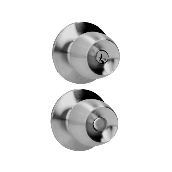 34POP.jpg 34POP - Pomo cilíndrico media copa función entrada, acero inoxidable, llave estándar, blíster Prolok