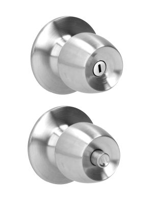 36POP - Pomo cilíndrico media copa función baño, acero inoxidable, llave estándar, blíster Prolok