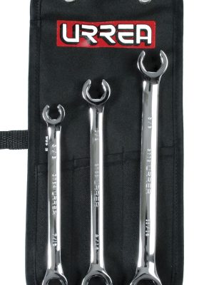 3760 - Juego de llaves abocinadas pulido espejo en pulgadas, 6 puntas, 3 piezas en estuche Urrea