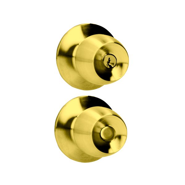 37POP - Pomo cilíndrico media copa función entrada, latón brillante, llave estándar, blíster Prolok