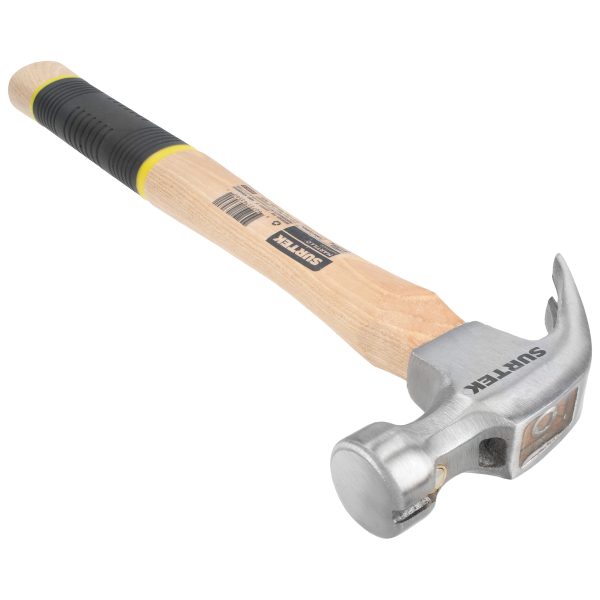 408CG - Martillo de uña curva pulido con mango de madera, 8 oz Surtek