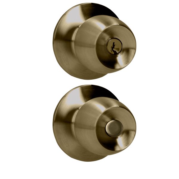 40POP - Pomo cilíndrico media copa función entrada, latón antiguo, llave estándar, blíster Prolok