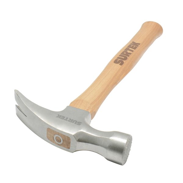 424CF - Martillo de uña recta con cabeza fresada con mango de madera de 16", 24 oz Surtek