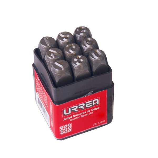 42N10 - Juego de números del "0" al "9" de golpe 10 mm, 9 piezas Urrea