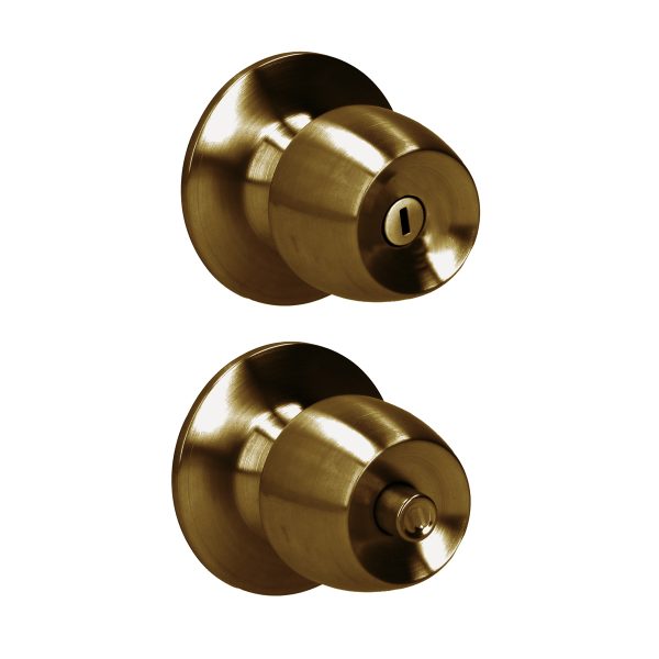 42POP - Pomo cilíndrico media copa función baño, latón antiguo, llave estándar, blíster Prolok