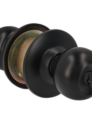 44POP - Pomo cilíndrico bola función recámara, acero negro, llave estándar Prolok