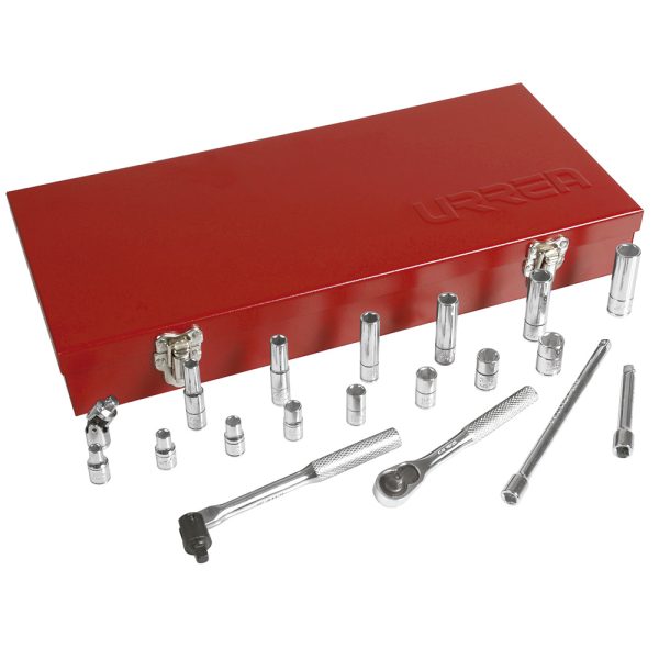 4700CA - Juego de dados y accesorios cuadro de 1/4" en pulgadas, 20 piezas Urrea