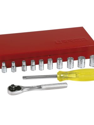 47110 - Juego de dados y accesorios cuadro de 1/4" en pulgadas, 13 piezas Urrea