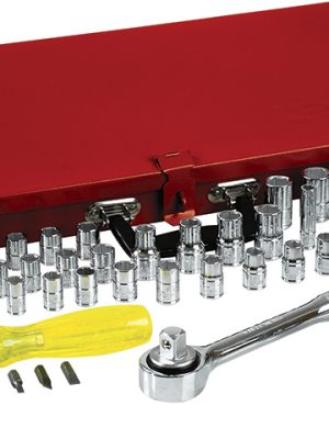 475254 - Juego de dados y accesorios cuadro de 1/4", 3/8" y 1/2" combinado, 76 piezas Urrea