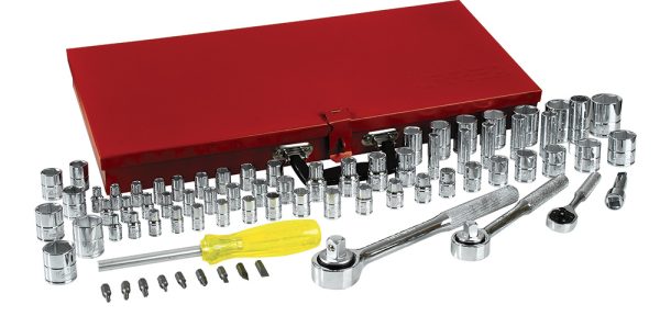 475254 - Juego de dados y accesorios cuadro de 1/4", 3/8" y 1/2" combinado, 76 piezas Urrea