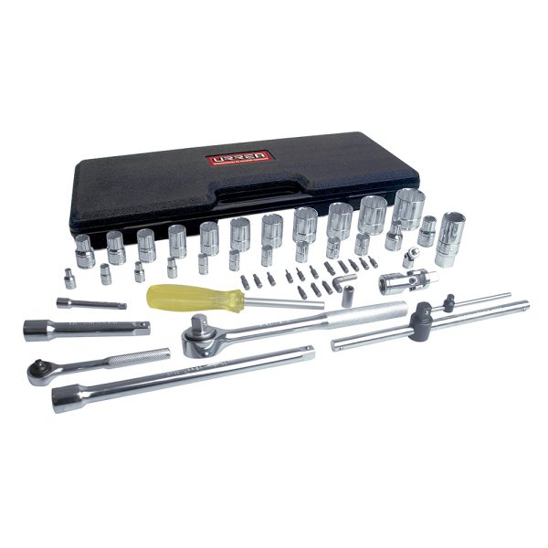 4754P - Juego de dados y accesorios cuadro de 1/4" y 1/2" en pulgadas, 50 piezas Urrea