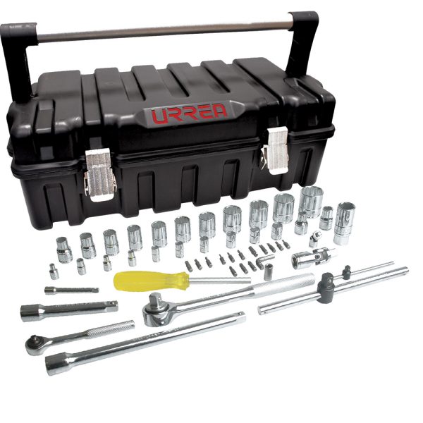 4754P50 - Juego de dados y accesorios cuadro de 1/4" y 1/2" en pulgadas, 51 piezas Urrea