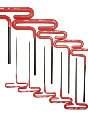 4965G - Juego de llaves hexagonales tipo "T" con mango de vinil, en pulgadas, 10 piezas en blíster Urrea