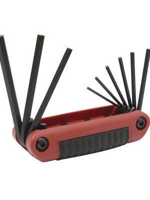 4977B - Juego de llaves hexagonales tipo navaja en pulgadas 5/64" a 1/4" estuche bimaterial, 9 pz Urrea