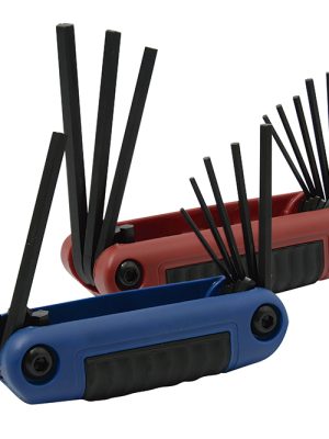 49816 - Juego de llaves hexagonales tipo navaja en pulgadas y métricas estuche bimaterial, 16 pz Urrea